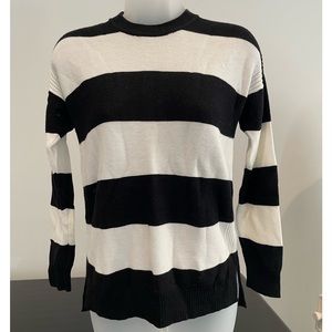 J Crew Black and White Striped Sweater